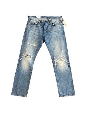 H&M Men's Straight Leg Distressed Jeans 38x32 - NWT Light Wash &Denim